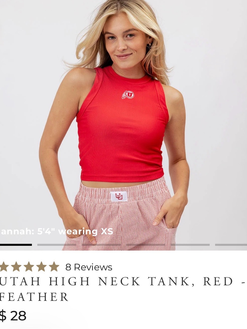 ALBION UTAH UNIVERSITY HIGH NECK TANK, RED CRIMSON NWT - Picture 2 of 11